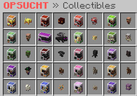 Übersicht der Job Collectibles mit Boxen und Plüschtieren