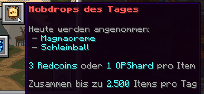 Angebot der Mobdrops des Tages beim Jäger-NPC