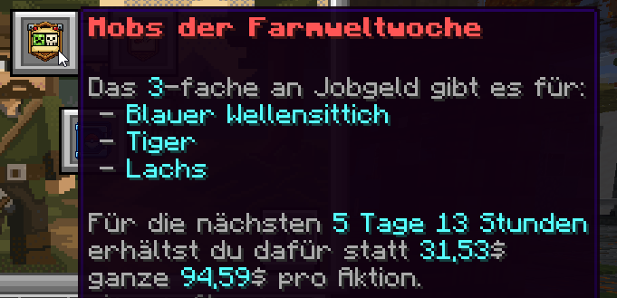 Anzeige der Mobs der Farmweltwoche beim Jäger-NPC